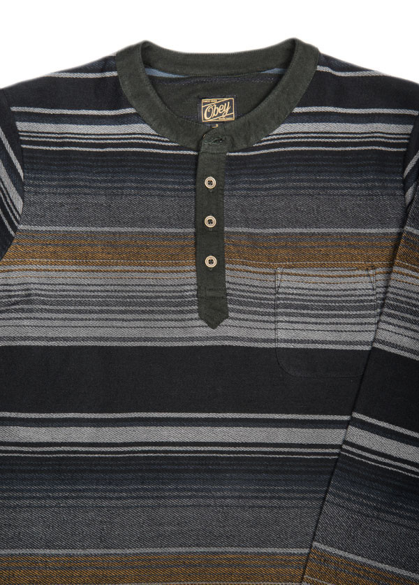 Men's Obey - Tulum Henley in Heather Grey Men's Obey - Tulum Henley in Heather Grey