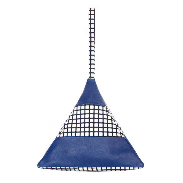 Striped Pyramid Bag in Blue Grid Striped Pyramid Bag in Blue Grid
