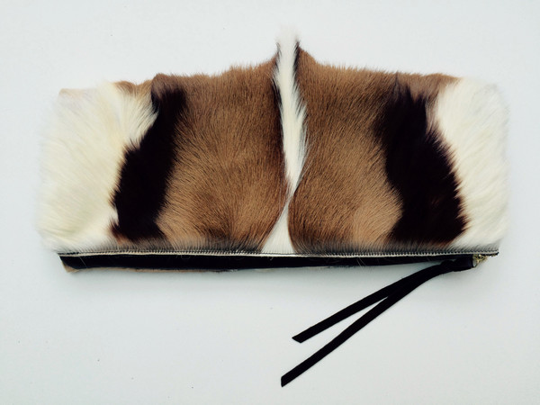 Oliveve Anastasia Clutch In Brown/White Springbok And Brown Cow Leather Oliveve Anastasia Clutch In Brown/White Springbok And Brown Cow Leather
