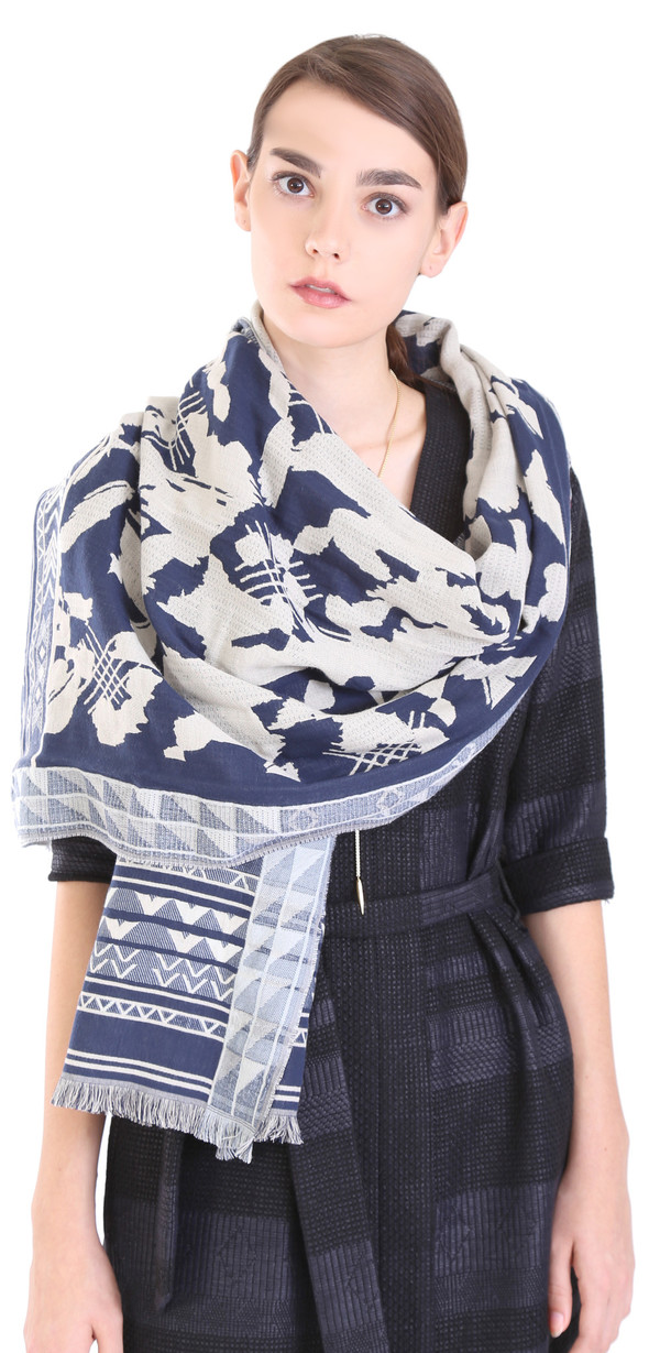 Hoss Intropia Denim Pattern Scarf Hoss Intropia Denim Pattern Scarf
