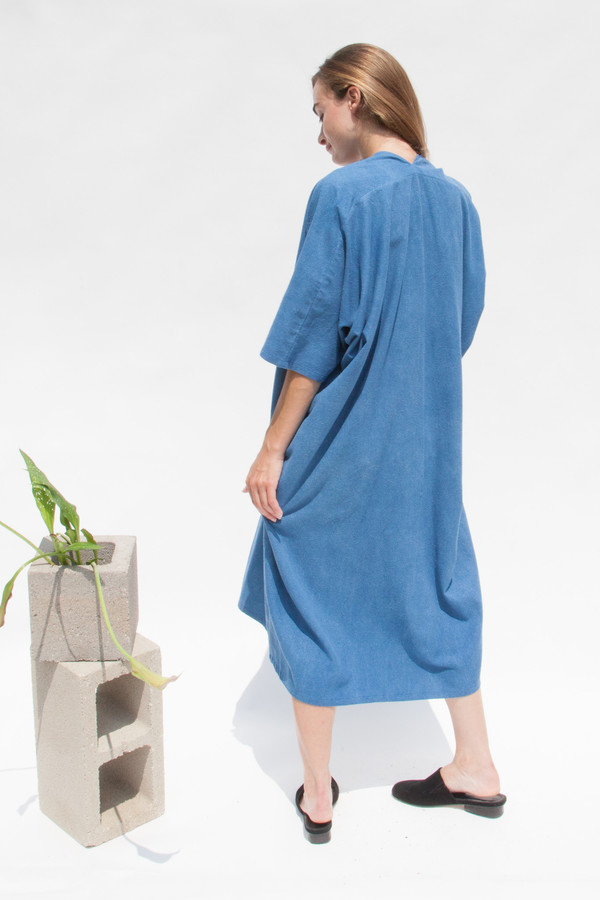 Miranda Bennett In-Stock: Muse Dress, Oversized, Silk Noil in Indigo Miranda Bennett In-Stock: Muse Dress, Oversized, Silk Noil in Indigo