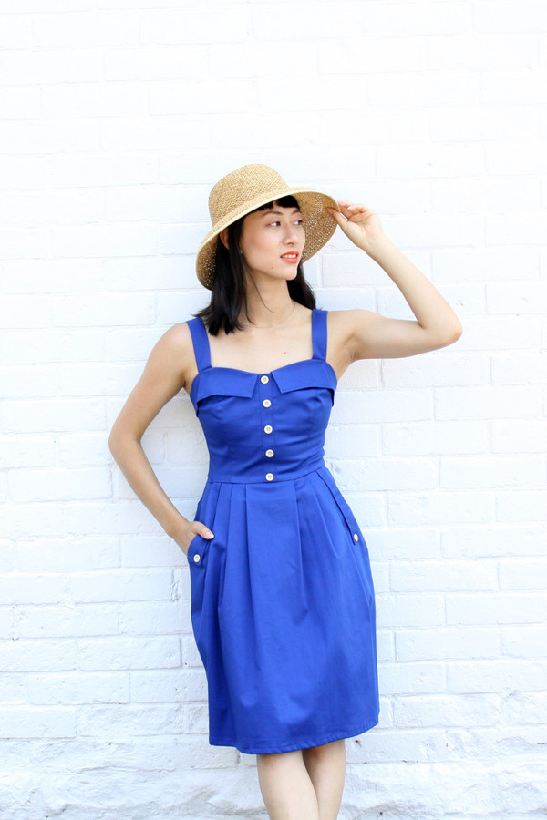 Birds of North America Tyrant Dress Royal Blue Birds of North America Tyrant Dress Royal Blue