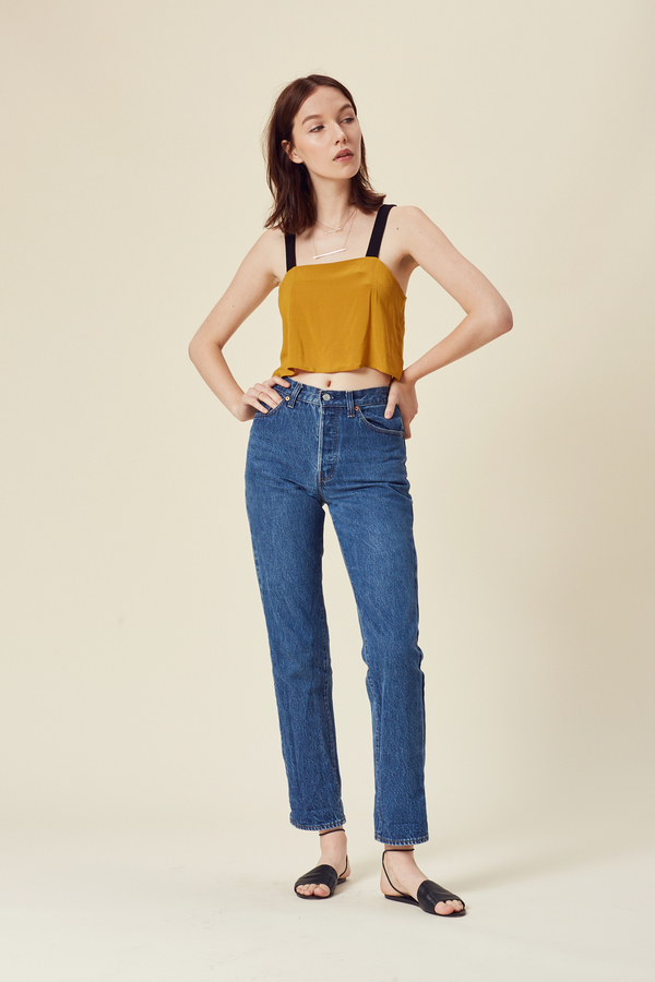 Stil. Colorblock Crop Top in Mustard Stil. Colorblock Crop Top in Mustard