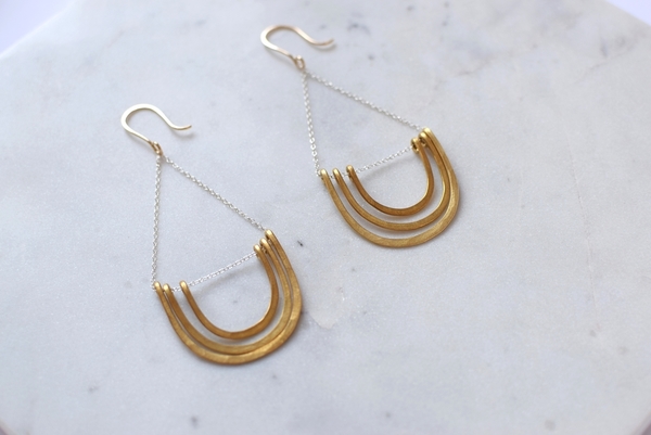Make Pie Not War Golden Arch Earrings Make Pie Not War Golden Arch Earrings