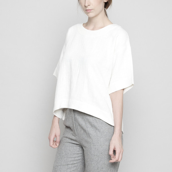 7115 by Szeki Relaxed Boat-Neck Top Off-White FW16 7115 by Szeki Relaxed Boat-Neck Top Off-White FW16