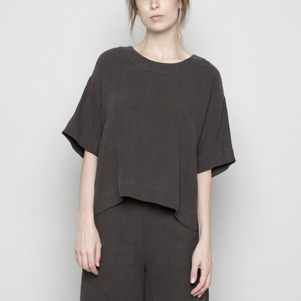 7115 by Szeki Relaxed Boat-Neck Top- Grey FW16 7115 by Szeki Relaxed Boat-Neck Top- Grey FW16