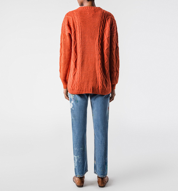 H. Fredriksson Cable Sweater Orange H. Fredriksson Cable Sweater Orange