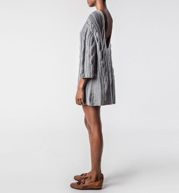 Ryan Roche V-Back Sweater Gray Ryan Roche V-Back Sweater Gray