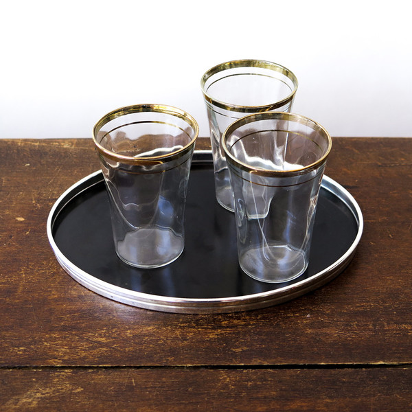 Erica Tanov silver-rimmed ebony tray Erica Tanov silver-rimmed ebony tray