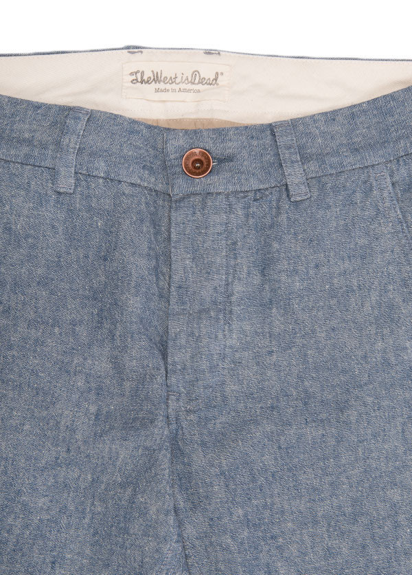 The West is Dead - Men's Slim Chino Pant in Blue Chambray The West is Dead - Men's Slim Chino Pant in Blue Chambray