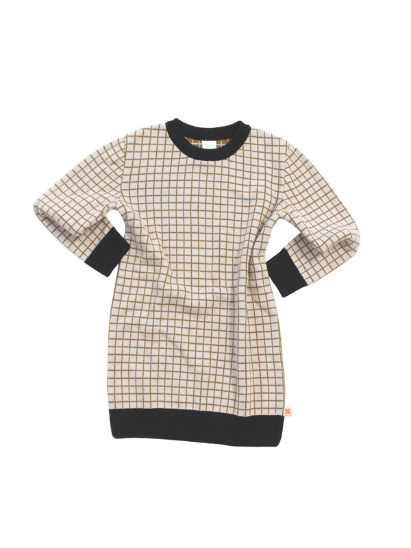Tinycottons Grid Oversized Sweater Knit Beige/Black Tinycottons Grid Oversized Sweater Knit Beige/Black