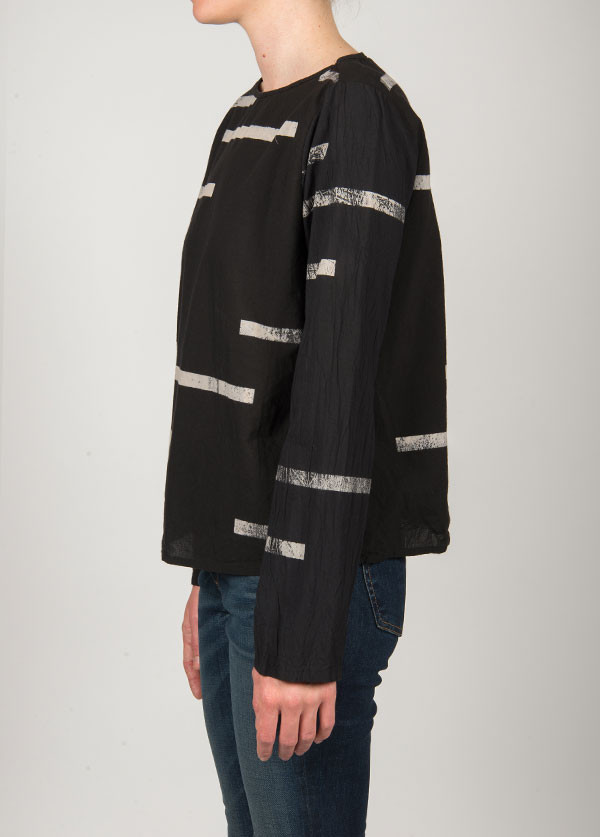 Uzi - Broken Stripe Long Sleeve Tee in Black Uzi - Broken Stripe Long Sleeve Tee in Black