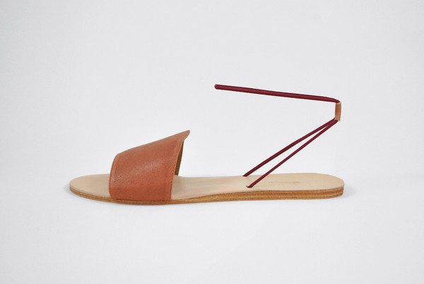 The Palatines Shoes Refero Sandal - Rust Leather W Wine Elastic The Palatines Shoes Refero Sandal - Rust Leather W Wine Elastic