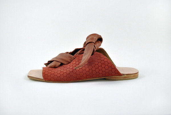 The Palatines Shoes Texo Sandal - clay Hex Leather W Shiny Rust Ties The Palatines Shoes Texo Sandal - clay Hex Leather W Shiny Rust Ties