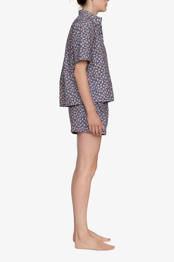 The Sleep Shirt Set – Short Sleeve Cropped Sleep Shirt and Pleat Short Navy Floral The Sleep Shirt Set – Short Sleeve Cropped Sleep Shirt and Pleat Short Navy Floral