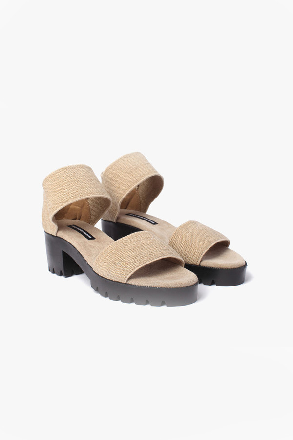 James Rowland Shop Elastic and Leather Dual Strap Sandal - Linen James Rowland Shop Elastic and Leather Dual Strap Sandal - Linen