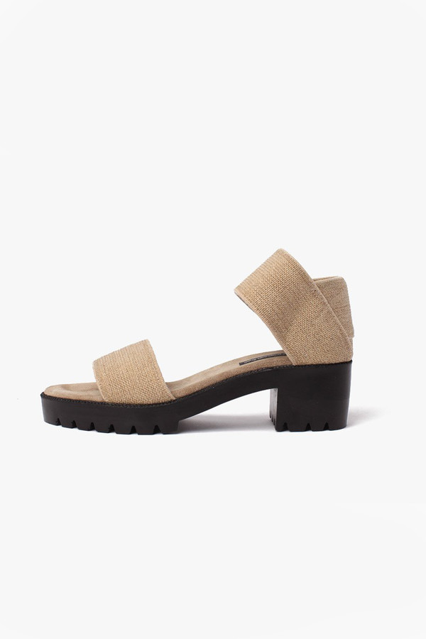 James Rowland Shop Elastic and Leather Dual Strap Sandal - Linen James Rowland Shop Elastic and Leather Dual Strap Sandal - Linen