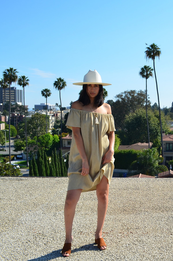BETWEEN TEN Beverly Dress - Beige Stripe BETWEEN TEN Beverly Dress - Beige Stripe