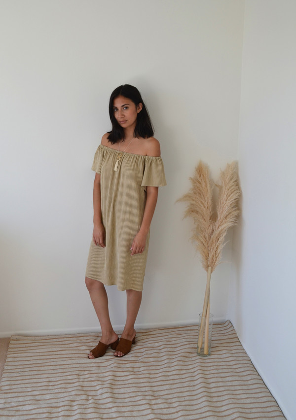 BETWEEN TEN Beverly Dress - Beige Stripe BETWEEN TEN Beverly Dress - Beige Stripe