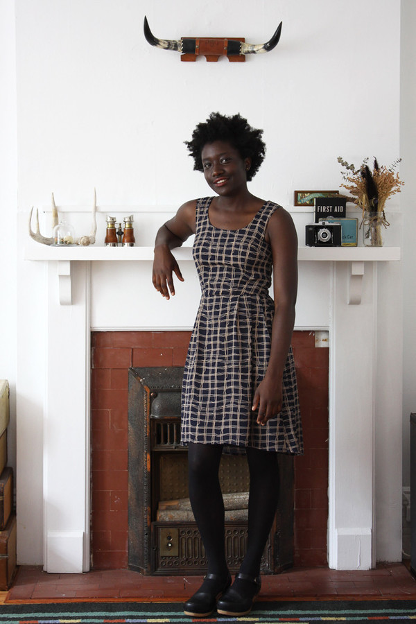 Birds of North America Huet Huet Dress (Navy Crosshatch) POP-UP SALE Birds of North America Huet Huet Dress (Navy Crosshatch) POP-UP SALE