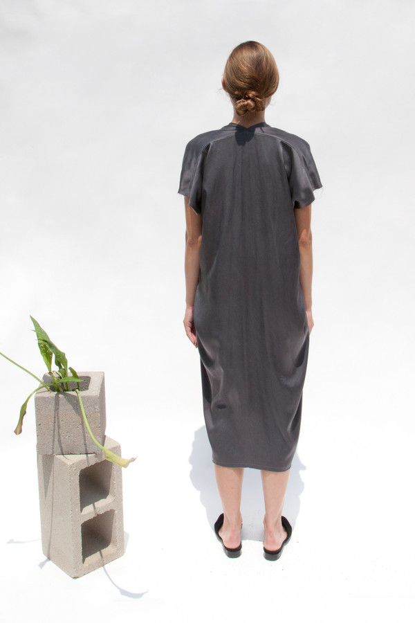 Miranda Bennett In-Stock: Everyday Dress, Silk Charmeuse in Slate Miranda Bennett In-Stock: Everyday Dress, Silk Charmeuse in Slate