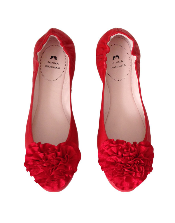 Minna Parikka - 'Camellia' Red Flower Ballet Pumps Minna Parikka - 'Camellia' Red Flower Ballet Pumps