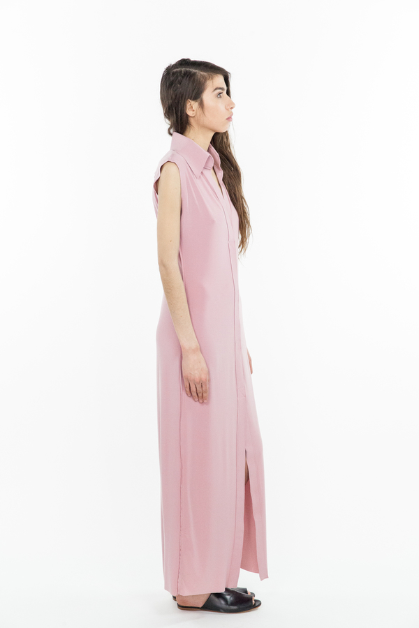 Norma Kamali Sleeveless Long NK Shirt - Pink Norma Kamali Sleeveless Long NK Shirt - Pink