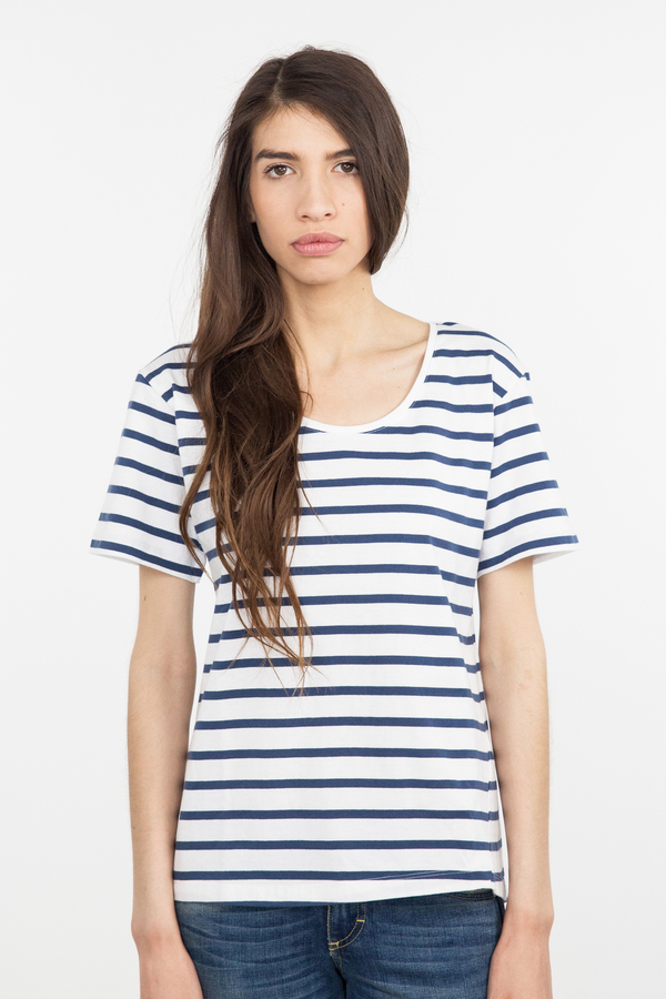 Kowtow Building Block Scoop Tee - Blue & White Stripe Kowtow Building Block Scoop Tee - Blue & White Stripe