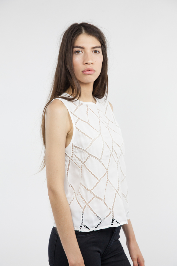 After Market Sheer Sleeveless Top - White After Market Sheer Sleeveless Top - White