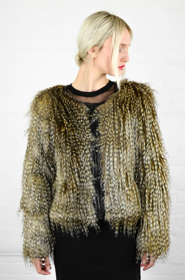 Capulet Faux Fur Jacket in Brown Peacock Capulet Faux Fur Jacket in Brown Peacock