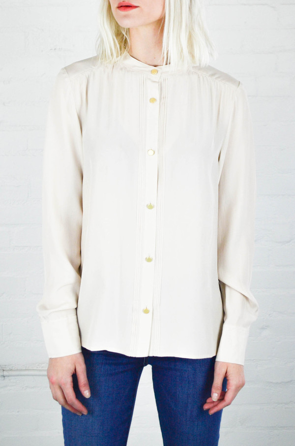 FRAME Denim Frame Le Pleated Blouse in Nude FRAME Denim Frame Le Pleated Blouse in Nude