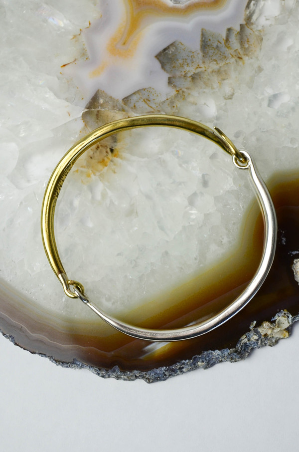 K/ller Brass and Silver Hinged Bangle K/ller Brass and Silver Hinged Bangle