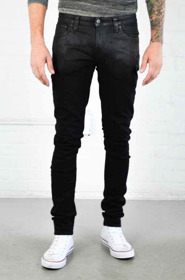 Men's Nudie Skinny Lin Shiny Black Men's Nudie Skinny Lin Shiny Black