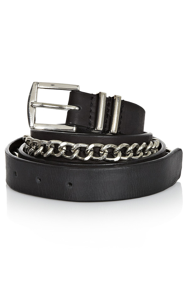 Twist & Tango - Black Leather Belt Alicia Belt With Silver Chain Twist & Tango - Black Leather Belt Alicia Belt With Silver Chain