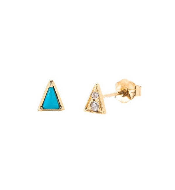 Mociun Turquoise Mismatched Triangle & Diamond Earrings Mociun Turquoise Mismatched Triangle & Diamond Earrings