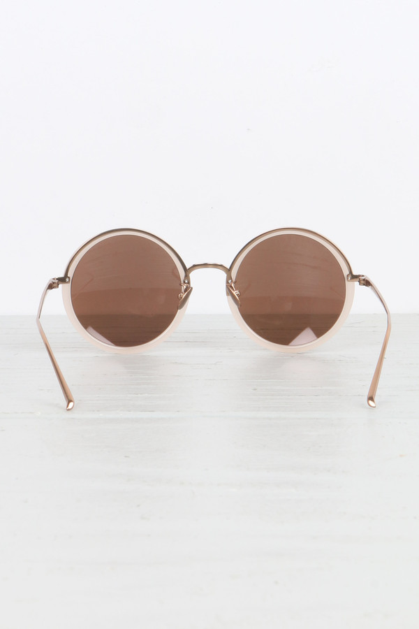 Linda Farrow Round Sunglasses in Milky Pink Linda Farrow Round Sunglasses in Milky Pink