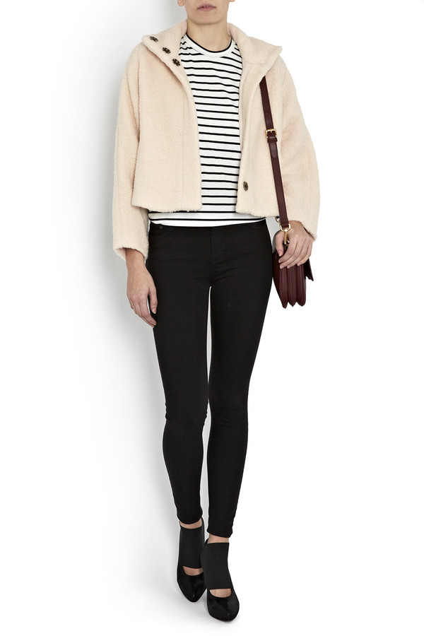 Apiece Apart Juliana Cropped Cream Blanket Coat Apiece Apart Juliana Cropped Cream Blanket Coat