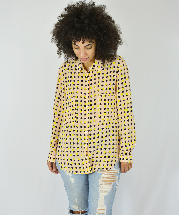 Dusen Dusen Peach Double Dot Collared Shirt Dusen Dusen Peach Double Dot Collared Shirt