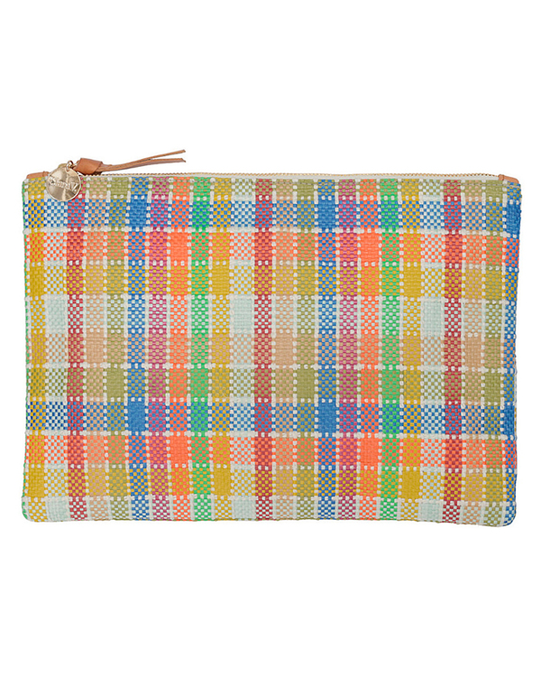 Clare V. Flat Clutch in a Multi-Colored Madras Clare V. Flat Clutch in a Multi-Colored Madras