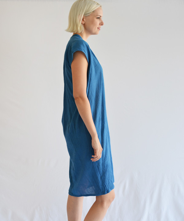 Miranda Bennett Indigo Gauze Everyday Dress Miranda Bennett Indigo Gauze Everyday Dress