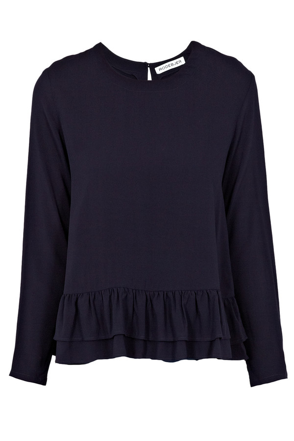 Rodebjer - Navy Lindy Peplum Frill Tunic Rodebjer - Navy Lindy Peplum Frill Tunic