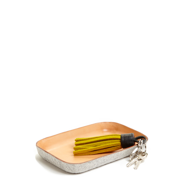 Unisex Graf & Lantz Small KAWABON Tan Leather & Granite Felt Tray Unisex Graf & Lantz Small KAWABON Tan Leather & Granite Felt Tray