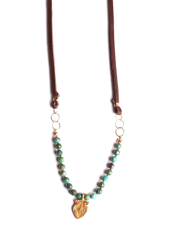 James and Jezebelle Turquoise on Leather Cord with Charm James and Jezebelle Turquoise on Leather Cord with Charm