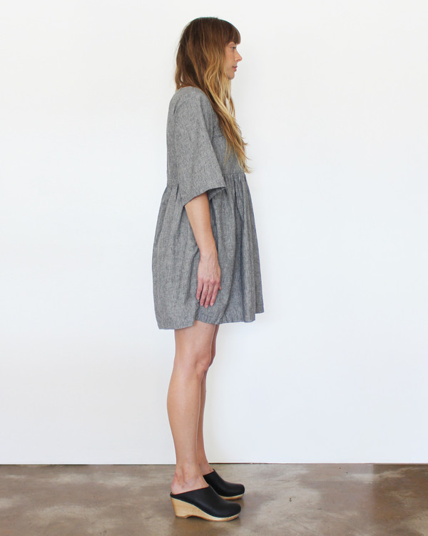 Esby Willow Babydoll Dress - Grey Stripe Esby Willow Babydoll Dress - Grey Stripe