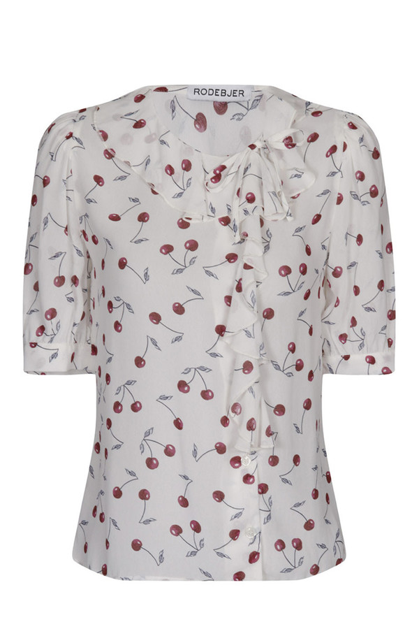 Xilla Top in White/Silver Cherry Print Xilla Top in White/Silver Cherry Print