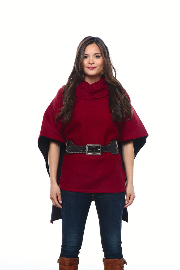 Stick & Ball Knit Collar Poncho Stick & Ball Knit Collar Poncho