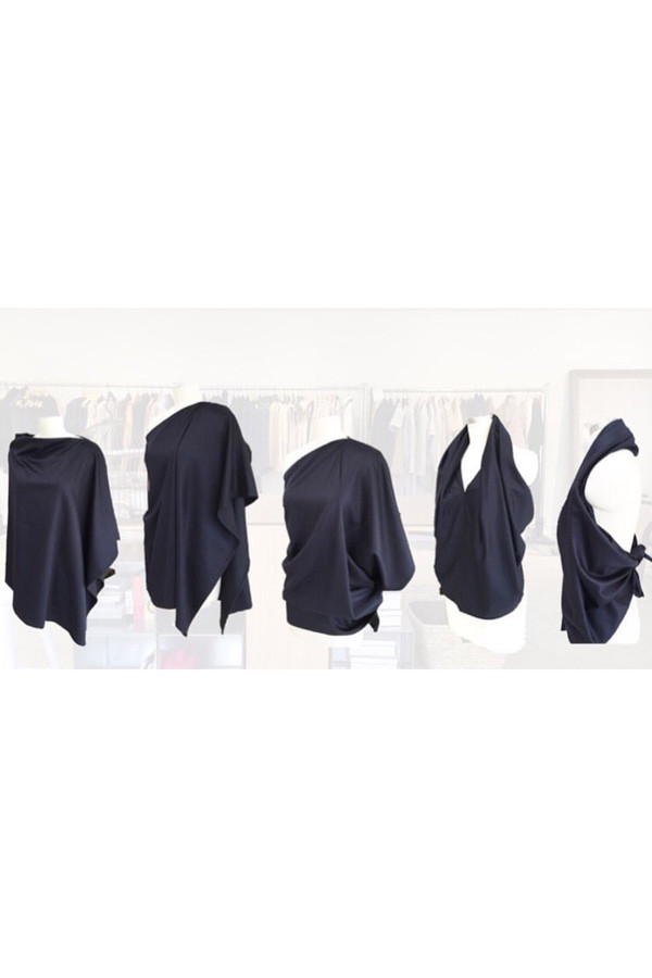 Lan Jaenicke Navy Cashmere Poncho Lan Jaenicke Navy Cashmere Poncho