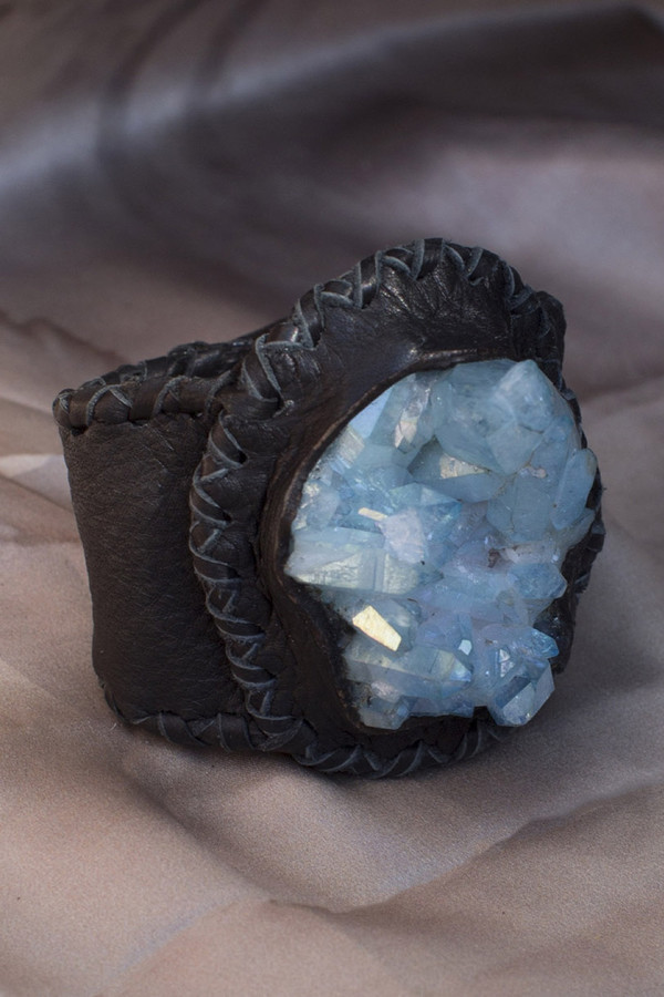 Phoenix Two Moons Cuff: Aqua Brown Phoenix Two Moons Cuff: Aqua Brown