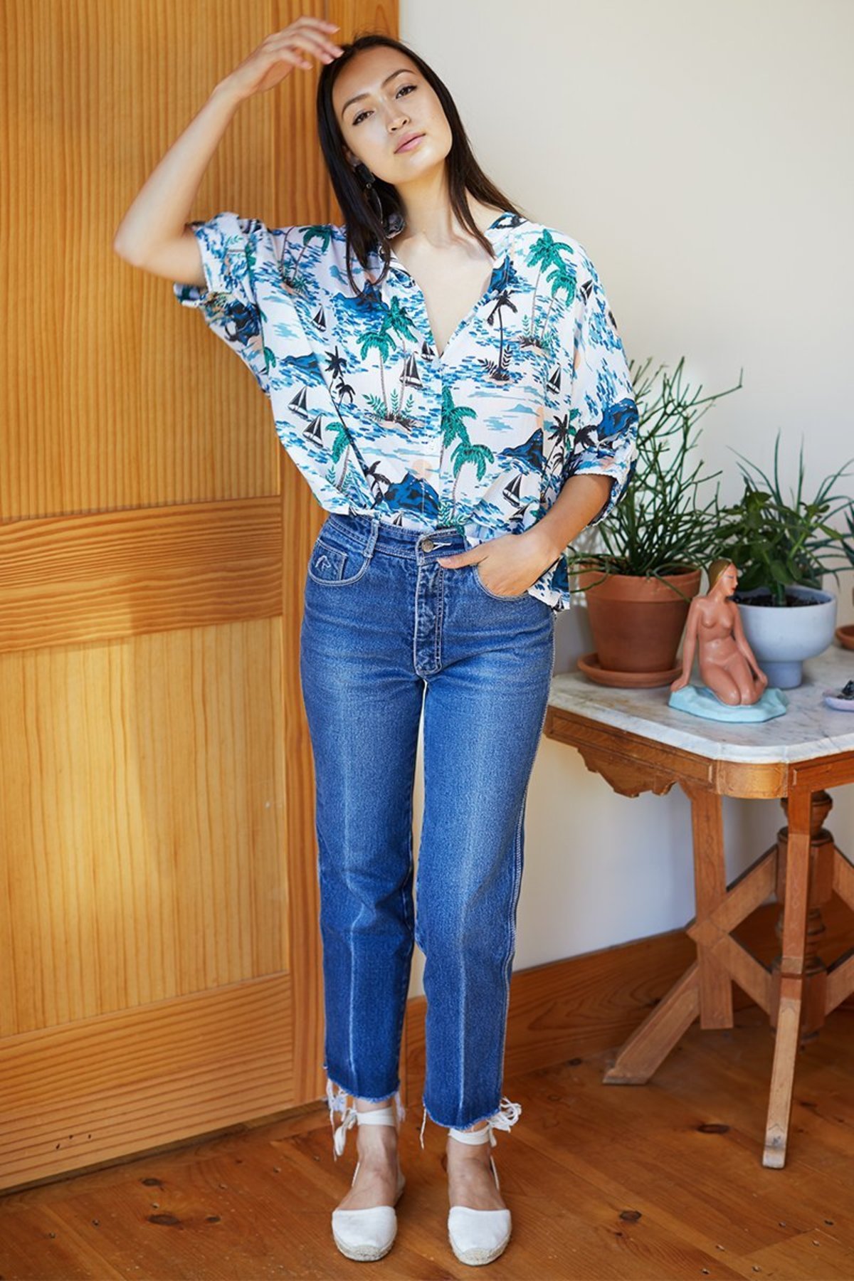 Emerson Fry Mandarin Collar Top 