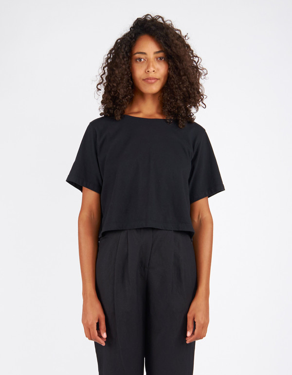 Pansy Crop Tee Black Pansy Crop Tee Black